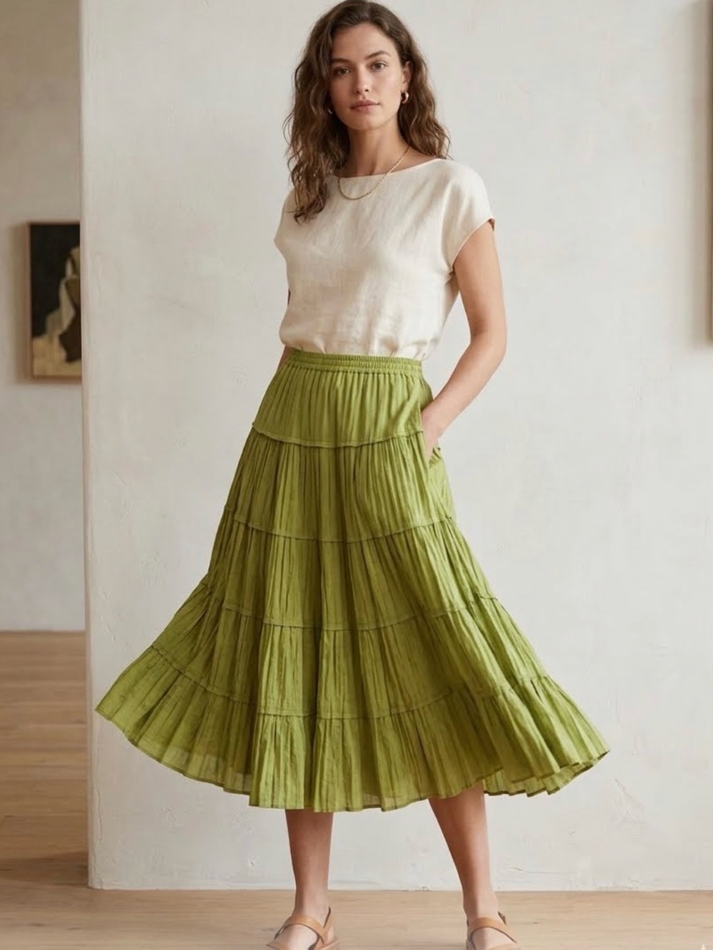 Anthropologie Isda and Co Full Tiered Bohemian A-Line Peasant Skirt